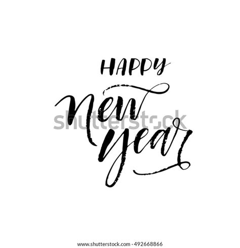 Happy New Year Postcard Hand Drawn Stock Vector Royalty Free
