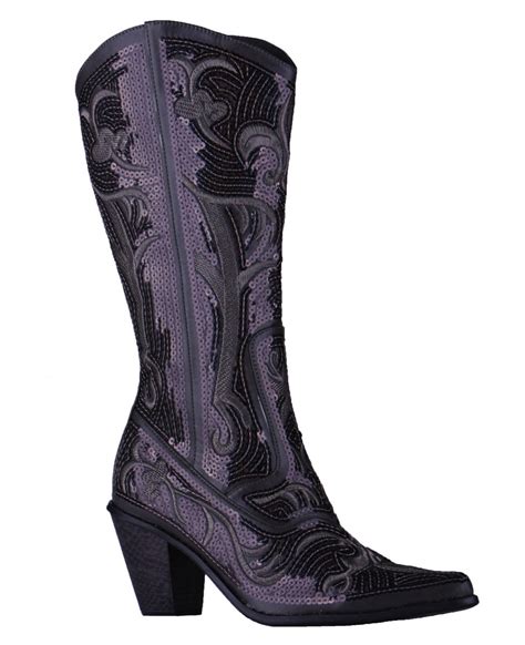Helens Heart Black Blingy Sequins Cowboy Boots Skyz Boutique
