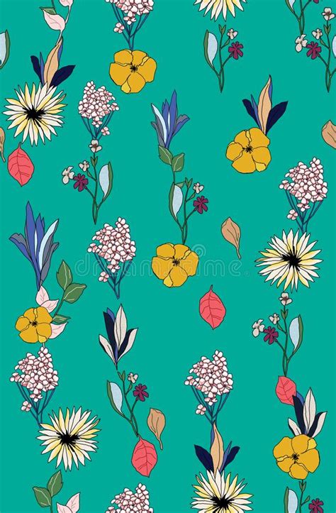 Seamless Cute Floral Pattern Blue And Pink Flowers Flower Pattern On