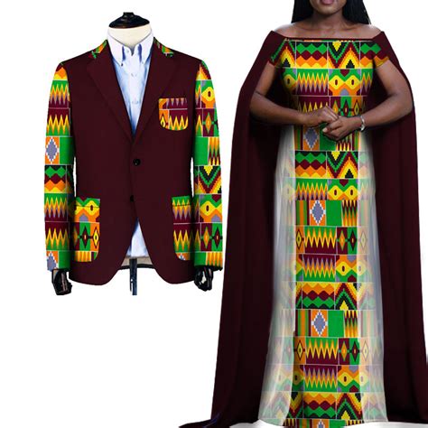 Best Two Piece Set African Dashiki Print Couple Clothing For Lovers Mens Blazer And Womens