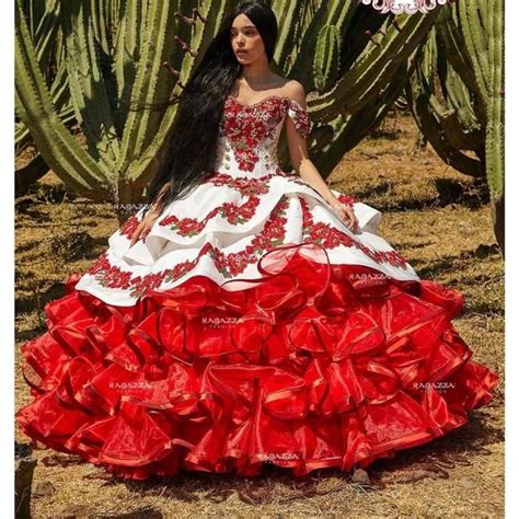 Ruffled Floral Charro Quince Dress By Ragazza Fashion Mv17 117 Quince