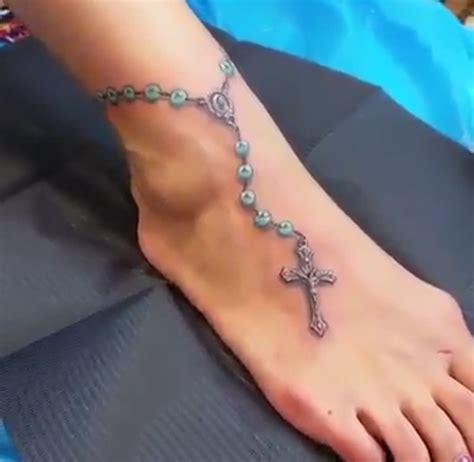 26 Stunning Rosary Ankle Tattoo Pics Ideas In 2021