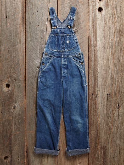 Free People Vintage Lee Overalls In Blue Denim Lyst