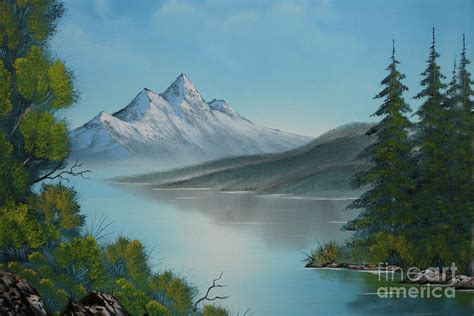 Mountain Lake Painting A La Bob Ross Painting By Bruno Santoro