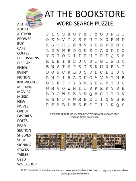 Bookstore Word Search Puzzle Puzzles To Play