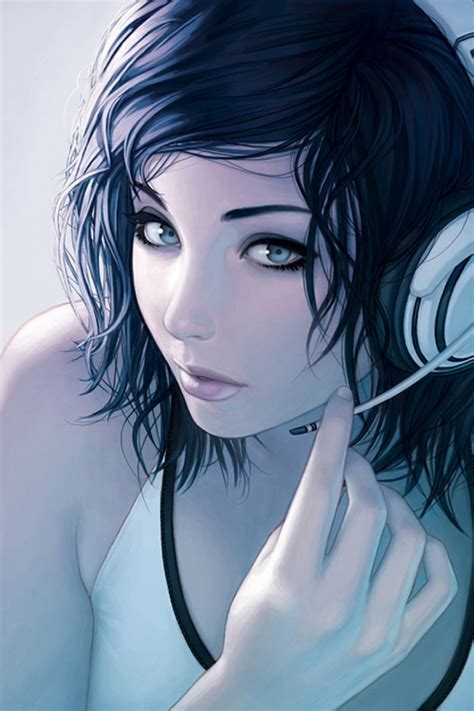 Realistic Anime Girl Drawing 640x960 Wallpaper