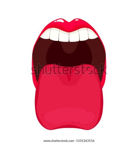 Open Mouth Tongue Clipart Image Isolated Stock Vector Royalty Free