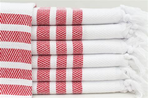 Hand Towel Turkish Hand Towel 20x36 Organic Towel Red Striped