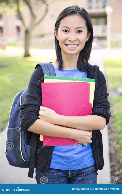 Asian Student Girl On Campus Stock Photo Image Of Asian Backtoschool