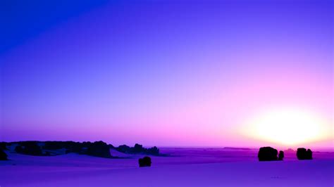 Download Wallpaper 1920x1080 Purple Sunset Skyline Desert Landscape