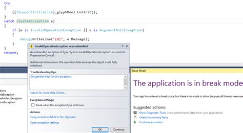 InvalidOperationException Causing Break In Visual Studio Even When