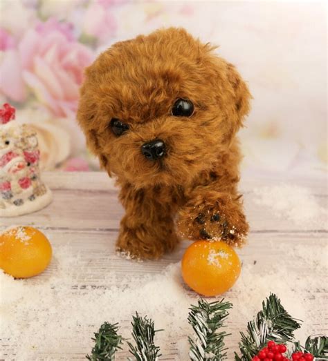 Realistic Plush Poodle Puppy Pet Portrait Collectible Pet Toy Replica