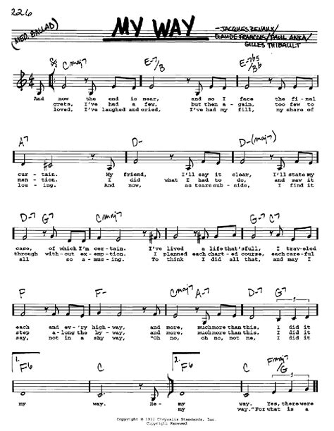 My Way Sheet Music Direct