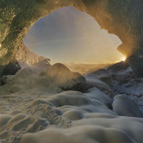 Ice Cave Through The Window Bucket List Sunset Natural Landmarks