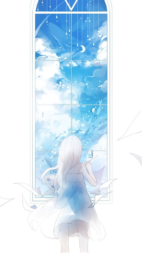 Aesthetic Light Blue Anime Wallpaper Download Free Mock Up