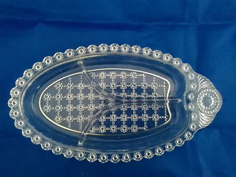 Hazel Atlas Clear Glass One Handle Divided Relish Dish Bowl Etsy