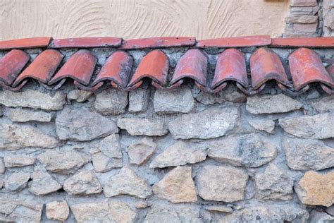 Vintage Roof Tiles Red On A Stone Wall Stock Photo Image Of Holy