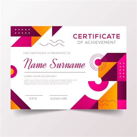 Certificado De Reconocimiento Con Diseño Geométrico Vector Gratis