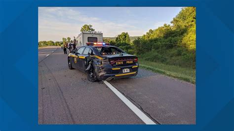 State Trooper Injured After Patrol Car Hit By Tractor Trailer
