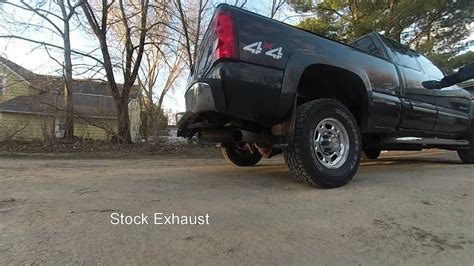 Chevy 2500hd 60l Dynomax Exhaust Vs Stock Exhaust Youtube