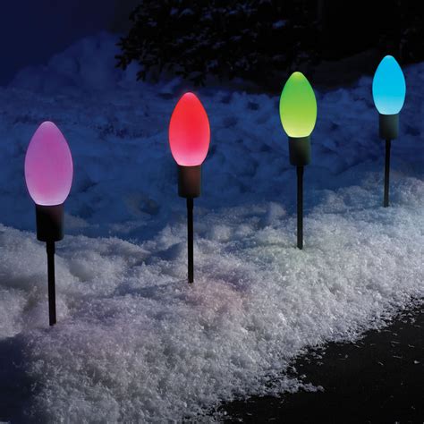 The Cordless Color Changing Pathway Lights Hammacher Schlemmer