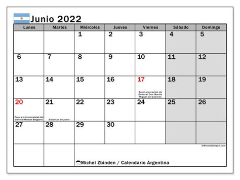 Calendarios Junio 2022 “días Feriados” Michel Zbinden Es