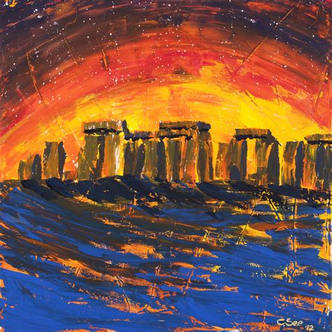 Mystic Landscapes Oil Painting Of Stonehenges Motives Christian