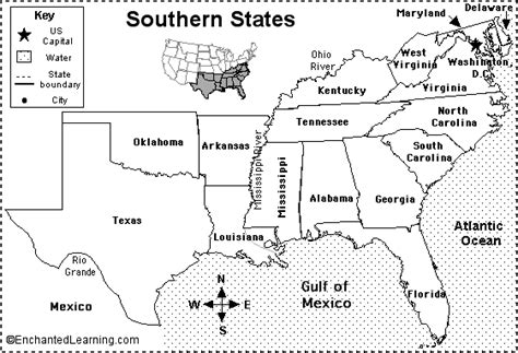 Blank Map Of Southeast States And Capitals