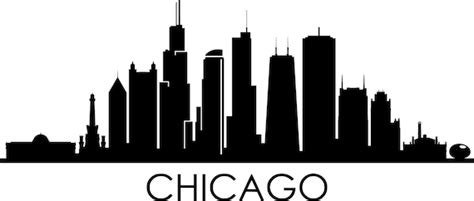 Chicago City Skyline Outline Silhouette Vector Svg Eps  Png Etsy