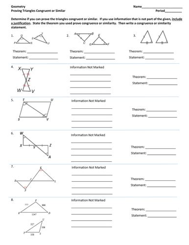 Similarity And Congruence Unit Proving Triangles Similarcongruent