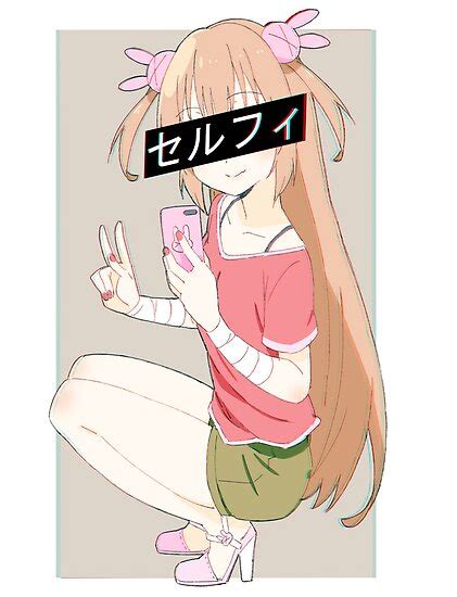 Selfie Sad Japanese Anime Aesthetic Poster By Poserboy Redbubble