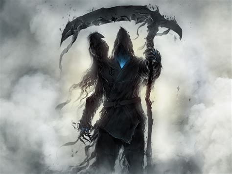 Desktop Wallpaper Fantasy Grim Reaper Raven Dark Hd