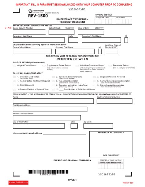 Form Rev 1500 Download Fillable Pdf Or Fill Online Inheritance Tax