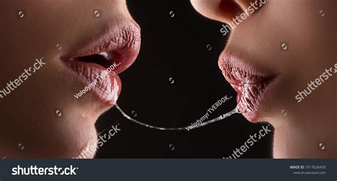 Sexy Girl Kiss Lesbian Lips Saliva Stock Photo Shutterstock