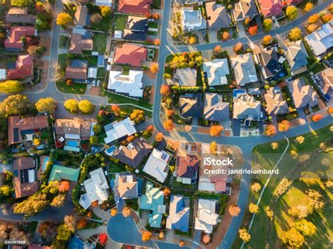 Aerial View Of A Typical Suburb In Australia Stock Photo Download