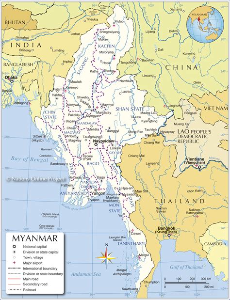 Where to go in myanmar (burma). Administrative Map of Myanmar (Burma) - Nations Online Project
