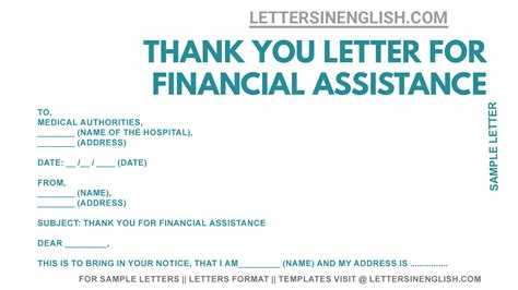 Sample Thank You Letter For Financial Assistance For Medical Bills