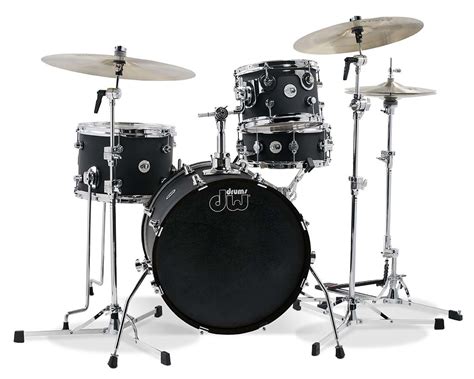 Dw Design Series Mini Pro 4 Piece Maple Shell Pack Black Satin Lacquer