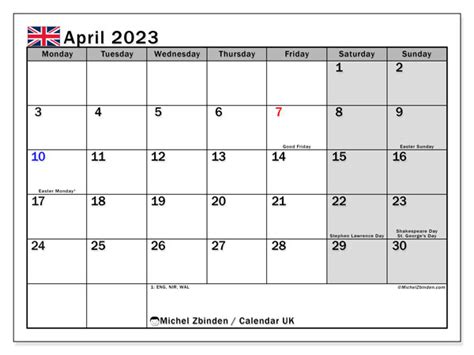 April 2023 Printable Calendar 483ss Michel Zbinden Uk Blank Free Com