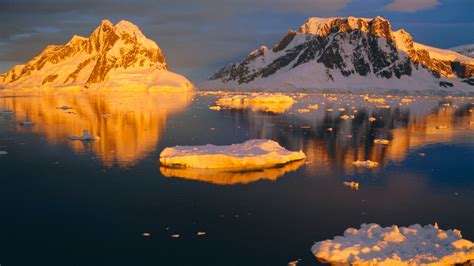 Coastal Landscape Lit By The Midnight Sun Antarctic Peninsula