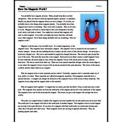 Print our third grade (grade 3) worksheets and activities, or administer them as online tests. How Do Magnets Work? - Reading Comprehension Worksheet ...