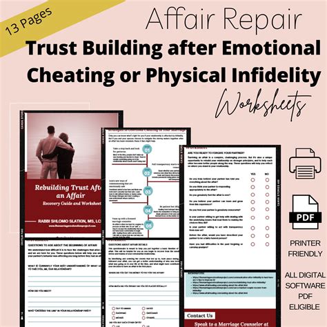 Affair Recovery Therapy Worksheets Infidelity Trust Cheating Etsy Singapore