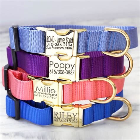 Engraved Personalized Nylon Webbing Dog Collar 27 Colors