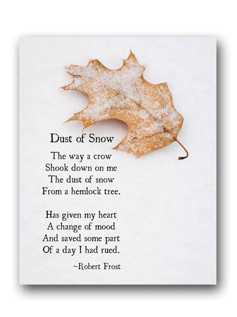 Robert Frost Poetry Art Print Dust Of Snow Winter Poem Etsy Sweden