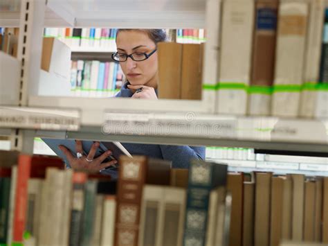 Étudiant Travaillant Dans La Bibliothèque Image Stock Image Du