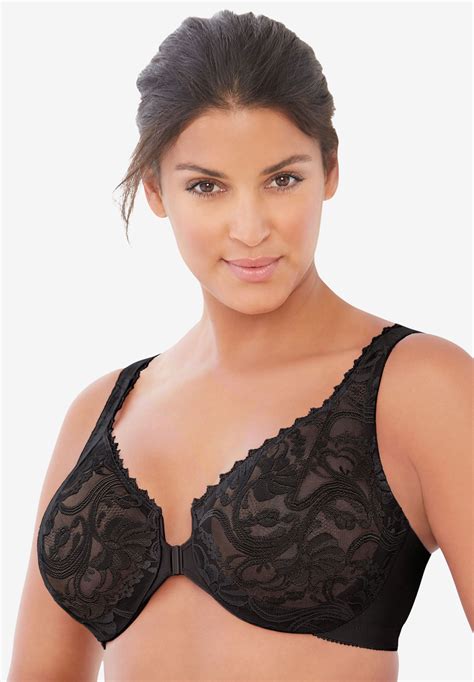 Front Hook Stretch Lace Wonderwire® Bra From Glamorise® Plus Size