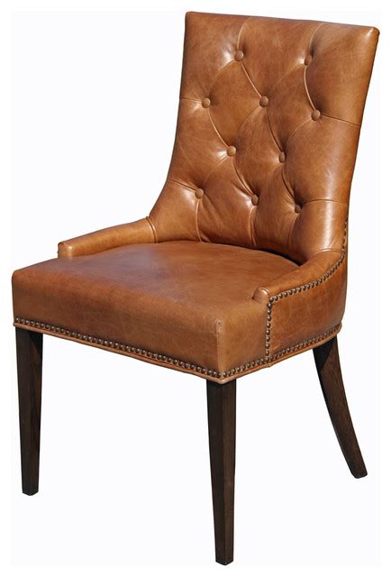 This design has been crafted with 100% buffalo leather. Top Grain Leather Dining Chair - Traditional - Dining ...