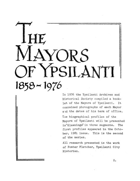 Mayors Of Ypsilanti 1858 1976 Ann Arbor District Library