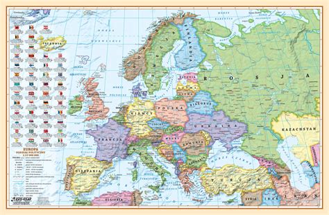 Europa Mapa Polityczna I Kodów Pocztowych Dwustronna Podkładka Na Biurko