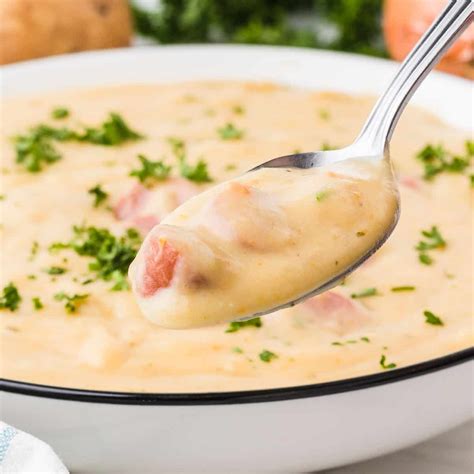 Easy German Potato Soup With Sausage Kartoffelsuppe Cheerful Cook